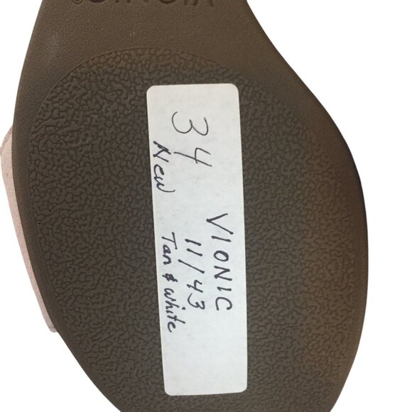 Vionic Womens Kaytie Wedge Sandals Tan & White Size 11 Cork Sole - Picture 8 of 9